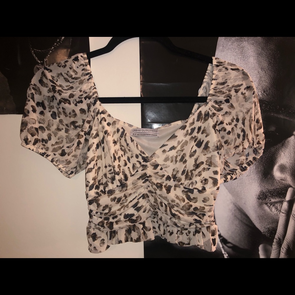 NEW urban outfitters leopard top with ruffles